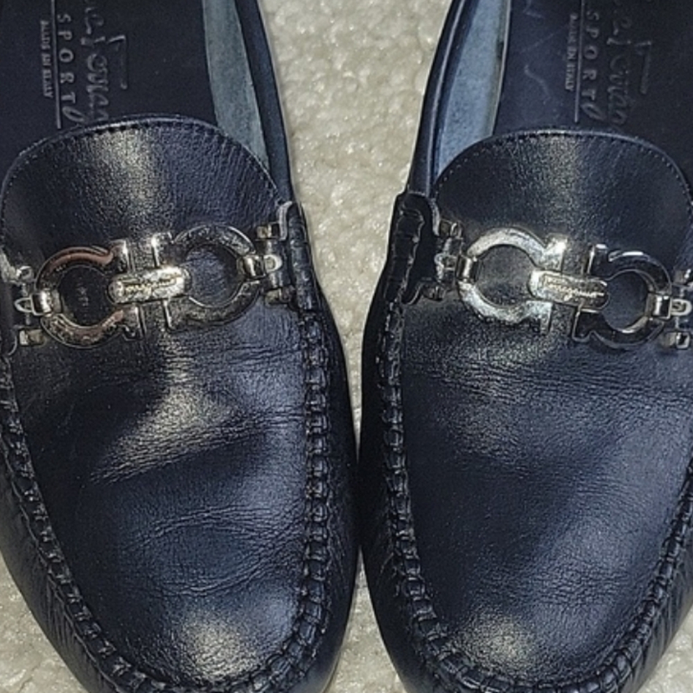 Salvatore ferragamo Ganachi navy leather driving loafers/shoes size 7 - Picture 16 of 16